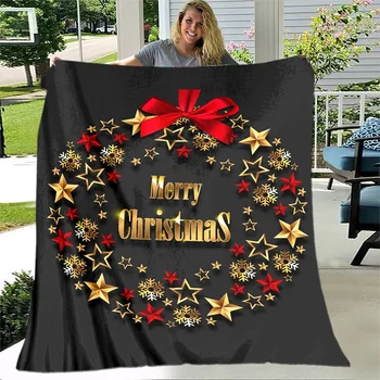 С Рождеством, Фланелевое одеяло, Рождественский подарок, узор Санта-Клауса, Королевский размер, легкое Мягкое для дивана-кровати, одеяло для дивана