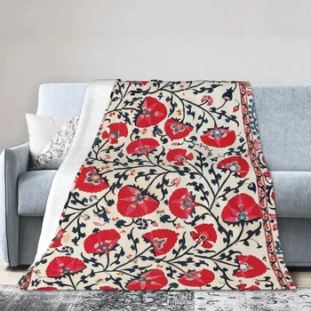 Фланелевое покрывало Шахрисябз Сюзани Узбекские одеяла с вышивкой и принтом, постельное белье, теплое плюшевое одеяло для постели, пикника, путешествия домой
