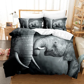 Комплекты постельного белья в виде 3D слона, набор пододеяльников с наволочкой, постельное белье Twin Full Queen King, постельное белье