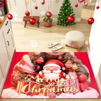 Рождественский подарочный ковер в виде снежинки, Рождественская елка, Снеговик, Санта-Клаус, гостиная, спальня, ковер с нескользящим дном, декоративный