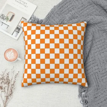 Оранжево-белая наволочка с клетчатым рисунком, наволочки из полиэстера, удобная подушка, используемые декоративные подушки для дивана