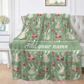Персонализированное одеяло для кролика с индивидуальным названием, одеяло для кролика, Фланелевое одеяло для кролика, подарки для девочек 2014 маленький
