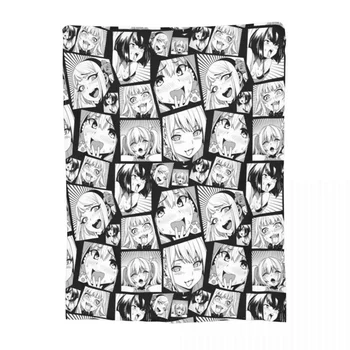 Уютное сексуальное одеяло с эмоциями на лице девушки из аниме Waifu, декоративные накидки и одеяла из легкого флиса для улицы