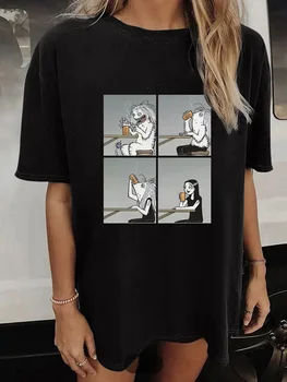 Модная женская футболка с короткими рукавами в стиле Ретро 90-х, Простая Повседневная Летняя футболка С забавным принтом, Черная Хлопковая футболка.