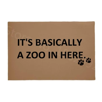 Забавно, Что Здесь По сути Зоопарк, Добро Пожаловать, Коврики для Входной двери, Милые Собачки, Кошки, Лапа Для домашних Животных, Резиновый Коврик для пола, Ковер 40x60