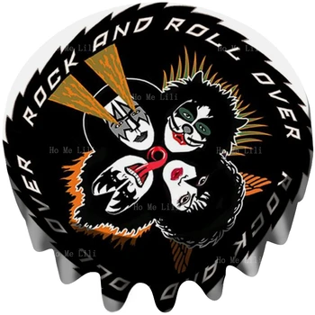Музыкальный альбом Kiss Rock Everywhere Ретро-пластинка, защищенная от масла и воды, Украшение кухонного стола, круглая скатерть