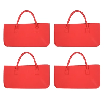 4X Кошелек из войлока, сумка для хранения из войлока, повседневная хозяйственная сумка большой емкости - красный