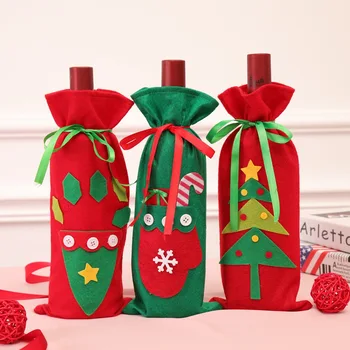 Рождественские украшения, наборы новых винных бутылок, пакеты для шампанского, Рождественские пакеты для конфет, рождественские принадлежности
