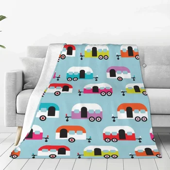 Фланелевое одеяло Happy Camp Cute Caravan Funny Throw Одеяло для дома 150 *125 см Коврик