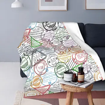 Одеяло с почтовой маркировкой в стиле ретро из разных городов, фланелевое Весенне-осеннее легкое Тонкое покрывало для дивана, коврик для дивана