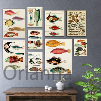 HD Печать, настенное искусство, Модульный плакат с тропическими видами рыб, украшение дома для гостиной, Животные, Старинные картины на холсте