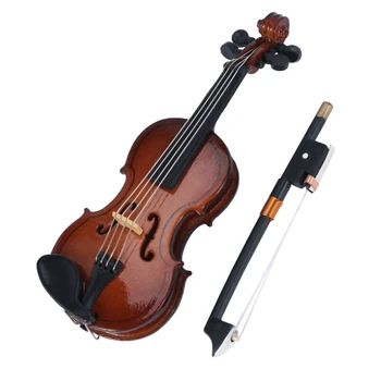 4X подарков, Миниатюрная копия скрипичного музыкального инструмента с футляром, 8x3 см