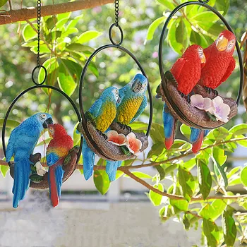Трансграничные поставки, Маленькое подвесное украшение в виде попугая Ара, украшения для сада, внутреннего двора, балкона, поделки из моделей птиц