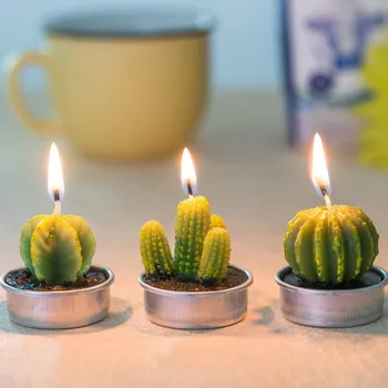 3D Свеча Кактус Креативный Буж Имитация формы суккулентного растения Небольшой Расслабляющий для подарка на День рождения Свадьбу Домашний декор комнаты