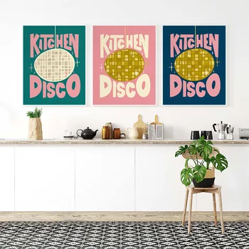 Кухонная дискотека Танцевальный плакат и принт Винтажная графическая картина на холсте Еда Настенные рисунки для бара Гостиная Украшение дома