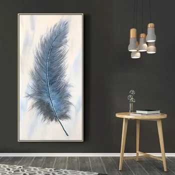 Современная минималистичная картина маслом ручной работы, абстрактный плакат из перьев, художественная атмосфера крыльца, коридора, Декоративная живопись