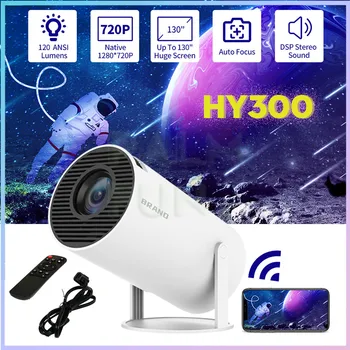 HY300 Мини-проектор 4K Android 11,0 1280*720P BT4.1 С Двойным Wi-Fi Экраном для домашнего кинотеатра Projecteur Outdoor Portable Beam Projetor