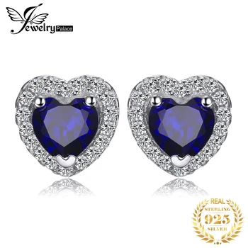 JewelryPalace Love Heart 1,2 карата, Созданный Синий сапфир, Серьги-гвоздики из стерлингового серебра 925 пробы для женщин, Ювелирный подарок