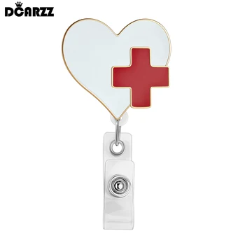 Намотанный на катушку значок доктора с крестом DCARZZ, выдвижной эмалированный нагрудный зажим для рабочего значка, модный медицинский подарок для повседневной носки медицинского персонала