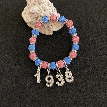 JJ Greek Light Blue Pink Bead Club, индивидуальные эластичные ювелирные изделия из браслета 1938 года