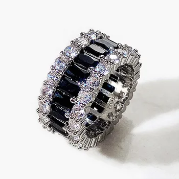Кольцо с цирконием в черном цвете для женщин, легкое роскошное кольцо с полным кругом, модная тенденция, кольцо на палец из сплава, женские украшения для вечеринок