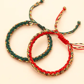 Благоприятная Красная веревка в китайском стиле, Регулируемый Ретро-красочный браслет ручной работы, подарки для пары друзей с наилучшими пожеланиями, Этнические украшения