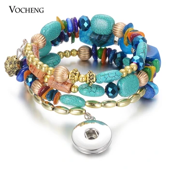 2019 Gingersnaps Ювелирные изделия Vocheng Браслет с застежкой из натурального камня CCB, 4 цвета, сменные браслеты, подходят для 18 мм NN-732