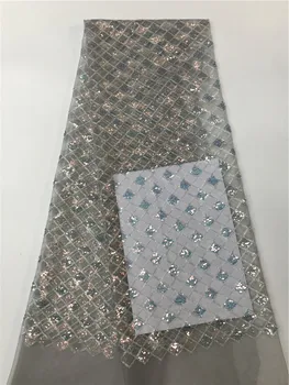 Новейшая нигерийская сетчатая ткань с блестками, кружевная ткань 2019, новейшая французская тюлевая кружевная ткань для платья