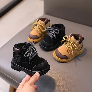 Ботинки Martin на мягкой подошве для мальчиков и девочек 0-1-2 лет, обувь для малышей, а также бархатные хлопчатобумажные туфли, зимние ботинки на осень и зиму