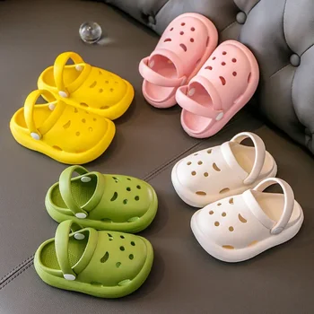 Детские тапочки Kawaii Rabbit для летних мальчиков и девочек, нескользящая садовая обувь на мягкой подошве из ЭВА, пляжные сандалии для малышей
