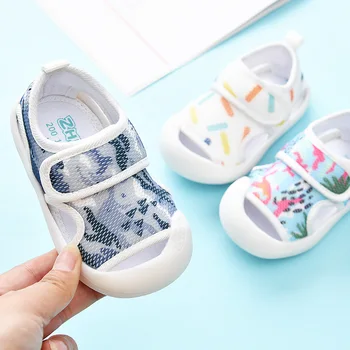 Детские тканевые сандалии, мужская летняя детская обувь 2023 года, новая обувь для малышей, детская обувь для девочек 1 года, Сетчатая обувь для младенцев, детская обувь