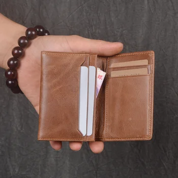 Мужской кожаный бумажник для переноски, женская клеенчатая сумка с несколькими картами, короткий кошелек большой емкости