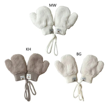 Перчатки без пальцев для малышей с прекрасным шейным ремешком Зимние Перчатки для младенцев 1-4 лет
