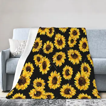 Цветочный узор Sun Flowers - желтый цветок, Ультрамягкое одеяло из микрофлиса
