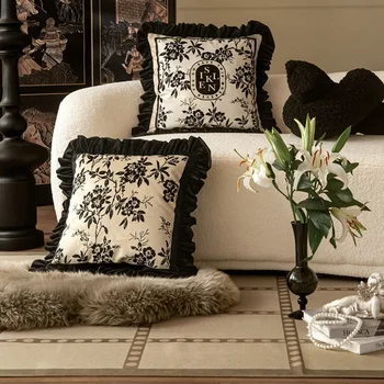 Цветочные подушки, наволочка во французском стиле, Бархатная декоративная наволочка для дивана 45x45 55x55, украшение для дома в гостиной