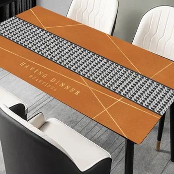 Роскошный скандинавский силиконовый кожаный коврик для стола, коврик для чайного стола, водонепроницаемое и маслостойкое скатерть из ПВХ
