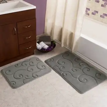 из 2 ковриков для ванной–Нескользящие коврики для ванной с эффектом памяти, серый