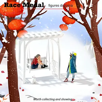 1:64 миниатюрная зимняя пара качается, играет в собачью садоводческую сцену, украшения ручной работы, игрушки для взрослых