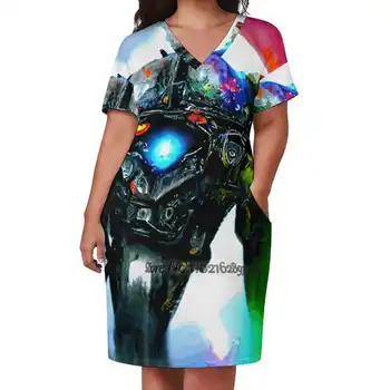 Pride Mecha Cancer Модное уличное платье, Свободная юбка с V-образным вырезом и коротким рукавом, повседневная юбка для вечеринки 5Xl, Pride Mecha Dark Fantasy