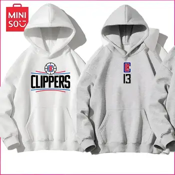 Толстовки команды Miniso Los Angeles Clippers Для мальчиков и девочек, Толстовки Paul Georges, Баскетбольный Топ с длинными рукавами, Пуловеры, Топы