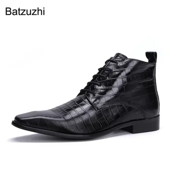 Batzuzhi/ Модные Мужские ботинки Нового дизайна, Роскошные Ботильоны Ручной работы Из Натуральной кожи Черного цвета, Мужские Ботинки в Британском стиле, EU38-46