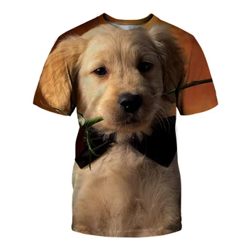 2023 Новая летняя мужская повседневная футболка с интересным животным, собакой, 3D принтом, мужская повседневная уличная футболка с круглым вырезом и коротким рукавом