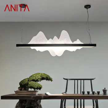 ANITA Китайские подвесные светильники для потолка, светодиодные, 3 цвета, современный чайный домик, креативная люстра с пейзажем на холме для домашней столовой