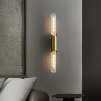Современный минималистичный Медный настенный светильник В Скандинавском Индустриальном стиле Гостиная Проход Крыльцо Лестница Стеклянная полоса Внутреннее освещение