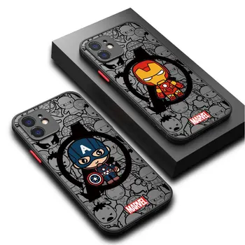 Чехол для Телефона Marvel с Мультяшным Железным Человеком для iPhone 11 Pro XS X 7 6S XR 15 Pro 8 Plus SE 12 Mini 14 Pro Max 13 Силиконовый Матовый Чехол
