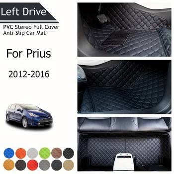 TEGART 【LHD】 Для Toyota Для Prius 2012-2016 Трехслойный Стерео из ПВХ с полным покрытием Противоскользящие автомобильные коврики Напольные автомобильные аксессуары