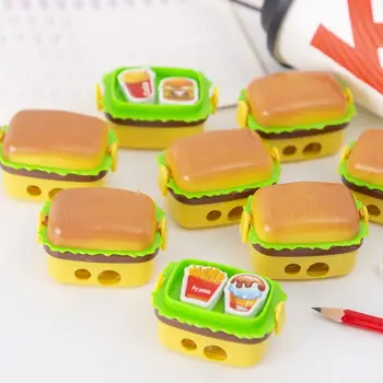 С двумя Ластиками, точилкой для карандашей для гамбургеров, инструментами для рисования творческих эскизов, режущими карандашами, 2 в 1 для рисования детей