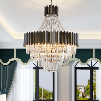 Подвесная люстра в скандинавском стиле для гостиной, светодиодная лампа с прозрачной позолотой, дымчато-серое пятно, лампа из стальной проволоки для фойе отеля