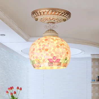 Средиземноморские Потолочные Светильники Bohemian Glass Home Loft Decor для Гостиной Creative Shell Lamp Кухня Спальня Осветительный Прибор