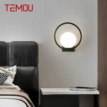 TEMOU Современный Черный Латунный Настенный Светильник LED Vintage Creative Sconce Light для Домашней Кровати, Декора Гостиной
